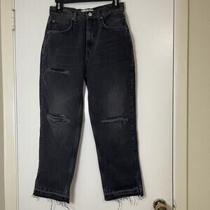 Free People black cropped distressed jeans size US 27